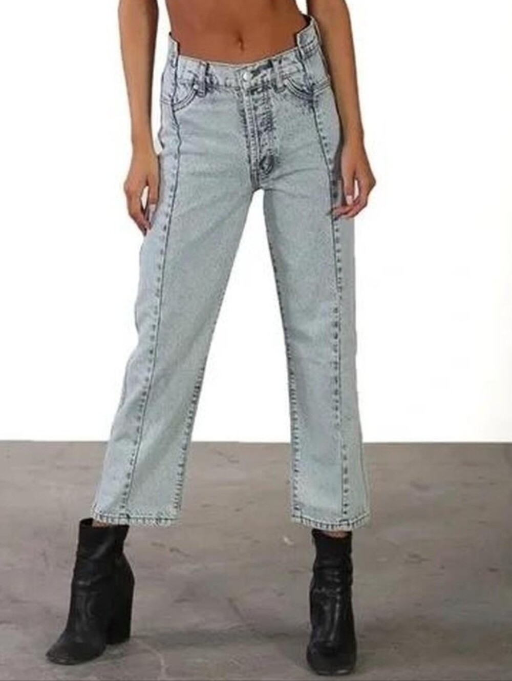 Revice Gemini High Rise Wedgie Straight Leg Acid Wash Jeans, 25